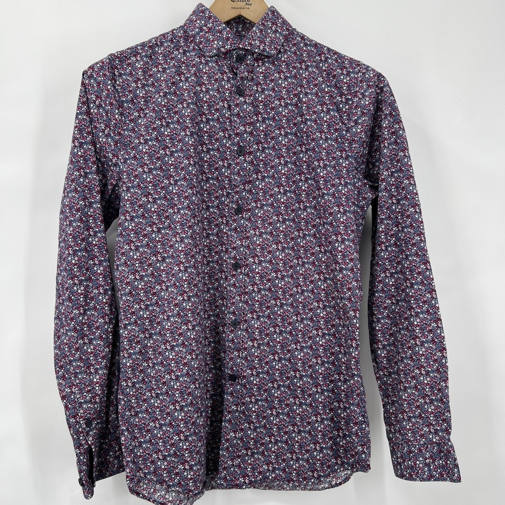 Express Women's Extra Slim Sz S Micro Floral‎ Button Up Blouse Cottagecore